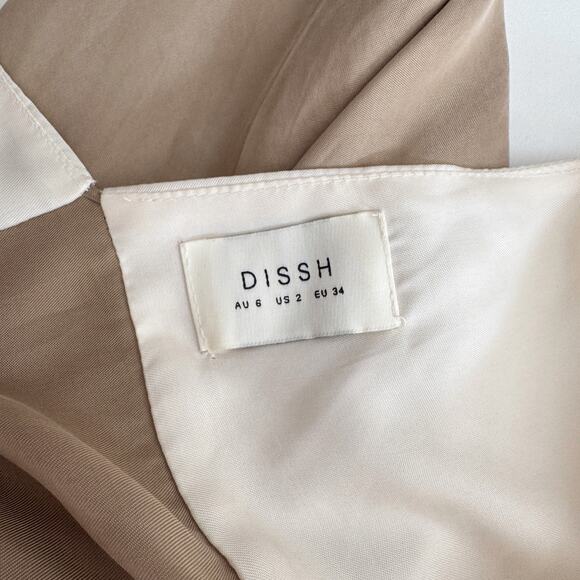 Dissh Seren Two-Tone Cream Tan Color Block Midi Slip Dress Size 2 - Picture 6 of 8
